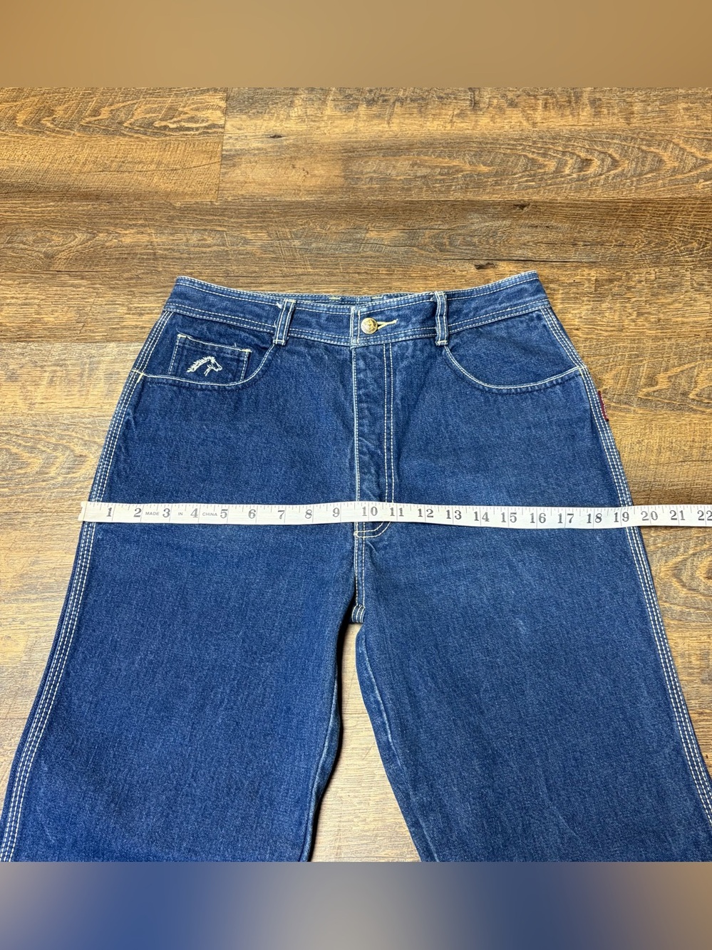 Vintage 80s Jordache Jean Women 33 (29) Pony High Waist Raw Indigo Denim Unhem - Picture 10 of 16